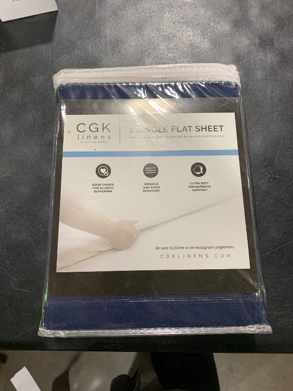 Photo 1 of Cal King Size Flat Sheet - Hotel Quality Top Flat Bed Sheet Only - Ultra-Soft, Comfy, Breathable & Cooling - Fade & Wrinkle Free - Easy-Care, Stain & Shrink Resistant Bedding - Oeko-Tex - Navy Blue