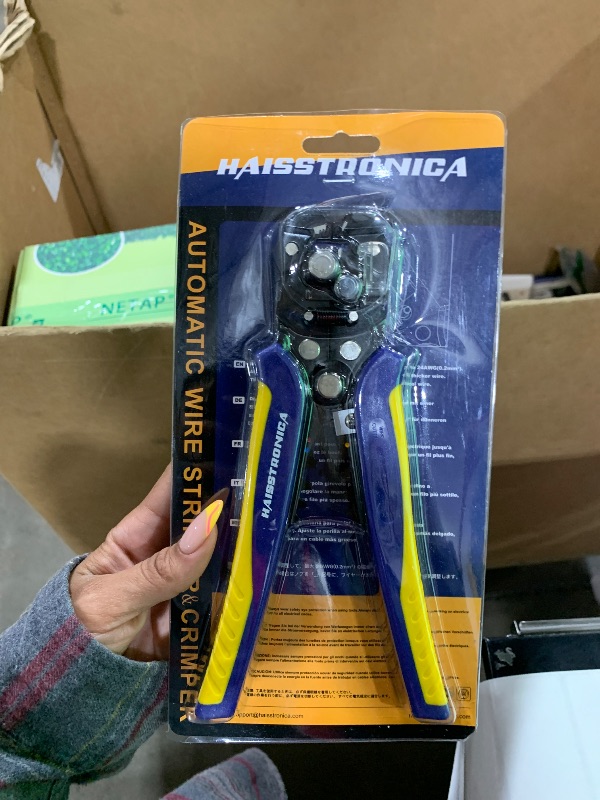 Photo 1 of haisstronica Self-Adjusting Wire Stripper, 3 in 1 Stripper/Cutter/Crimping Heavy Duty Automatic Electrical Wire Strippers for 10-24 AWG