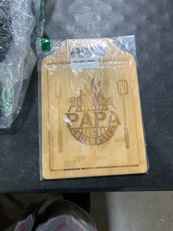 Photo 1 of AceThrills Papa Gifts for Papa from Grandkids for Birthday, Christmas, Father‘s Day - Engraved Bamboo Cutting Board 12.3"L x 8.7"W x 0.4"Th