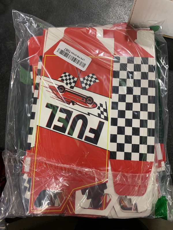 Photo 1 of 24PCS Race Car Fuel Can Treat Boxes Racing Birthday Party Supplies Black And White Checkered Flag Party Boxes Racing Popcorn Candy Cookie Container for Wedding Bridal Baby Shower Party Favor Decor