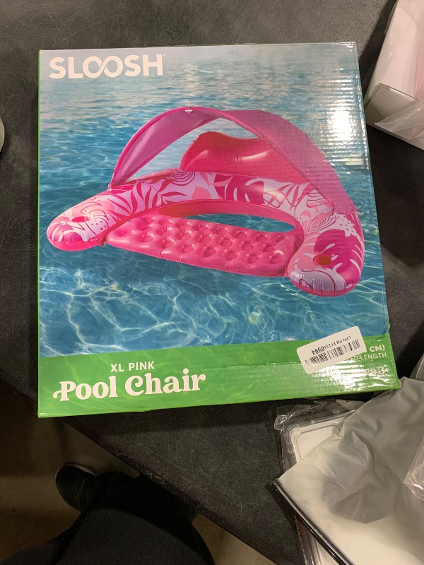 Photo 1 of Sloosh Pool Floats with Canopy Adult,XL Inflatable Pool Lounge Chairs with Cup Holders,Floating Chair for Adults,Inflatable Floaties with Headrest for Party Beach Summer Water Fun,Pink