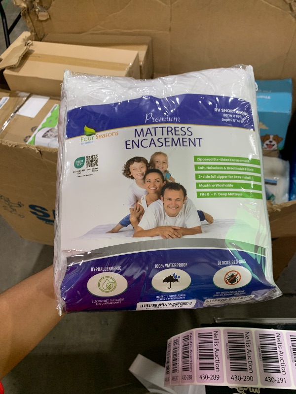 Photo 1 of RV Short Queen Mattress Protector (8” to 11” Depth) - Waterproof Zippered Encasement 60" W x 75”L Premium Quality Hypoallergenic Bed Cover Protects Against Bedbugs Dust