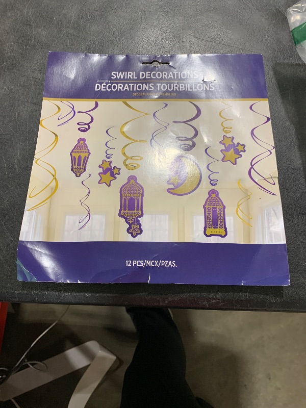 Photo 1 of Eid Foil Swirl Decorations - Pack of 12 (7" & 5") - Dazzling Celebration Essentials, Perfect for Ramadan & Eid Party Decor