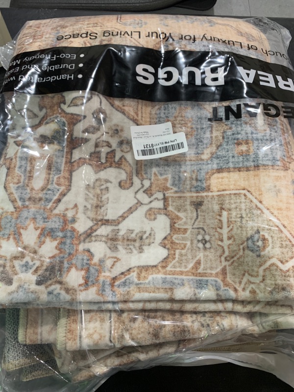 Photo 1 of Washable Rug 6x9 Area Rugs: Boho Vintage Distressed Oriental Medallion Neutral Thin Large Rug Carpet for Living Room Bedroom Dining Room Home Office Decor - Brick Red