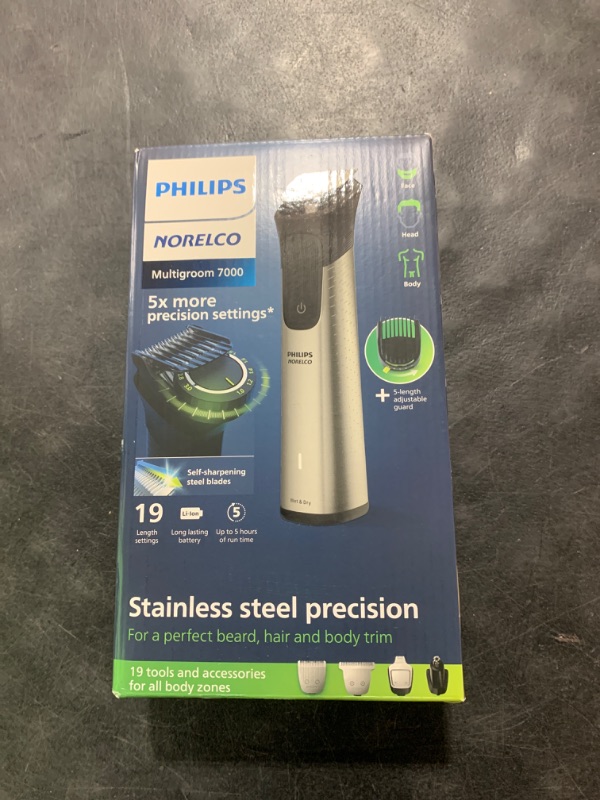 Photo 1 of Norelco Philips Multigroom 7000 Series, All-in-One Trimmer, Beard Trimmer and Hair Clipper, 19-Piece Men's Grooming Kit for Beard, Head, Hair, Body, and Face, Soft Pouch, MG7910/49