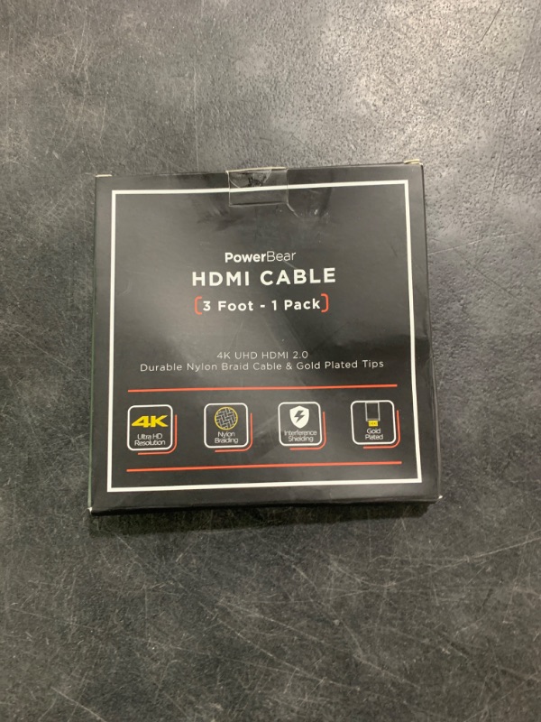 Photo 1 of PowerBear 4K HDMI Cable 3 ft | High Speed Hdmi Cables, Braided Nylon & Gold Connectors, 4K @ 60Hz, Ultra HD, 2K, 1080P, ARC & CL3 Rated | for Laptop, Monitor, PS5, PS4, Xbox One, Fire TV, & More