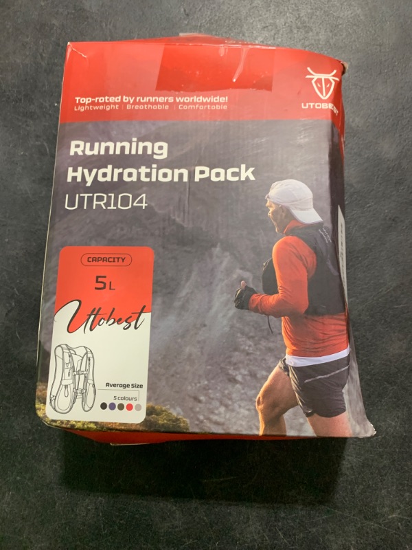 Photo 1 of UTOBEST Running Vest, 5 L Hydration Vest Lightweight, Running Backpack with 1.5 L Water Bladder, Adjustable Running Hydration Vest for Trail Running Marathon Race Jogging Cycling Gray