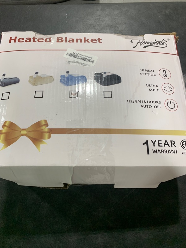 Photo 1 of Homemate Electric Heated Blanket Full Size - 72"x84" Heated Bed Blanket Throw with 10 Heating Levels 8 Hours Auto Off Fast Heating Over-Heat Protection-Ultra Soft Flannel ETL Certified, Blue