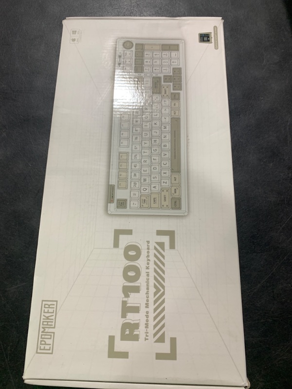 Photo 1 of EPOMAKER RT100 97 Keys Gasket BT5.0/2.4G/USB-C Mechanical Keyboard with Customizable Display Screen, Knob, Hot Swappable Socket, 5000mAh Battery for Win/Mac (Retro White, Wisteria Tactile Switch)