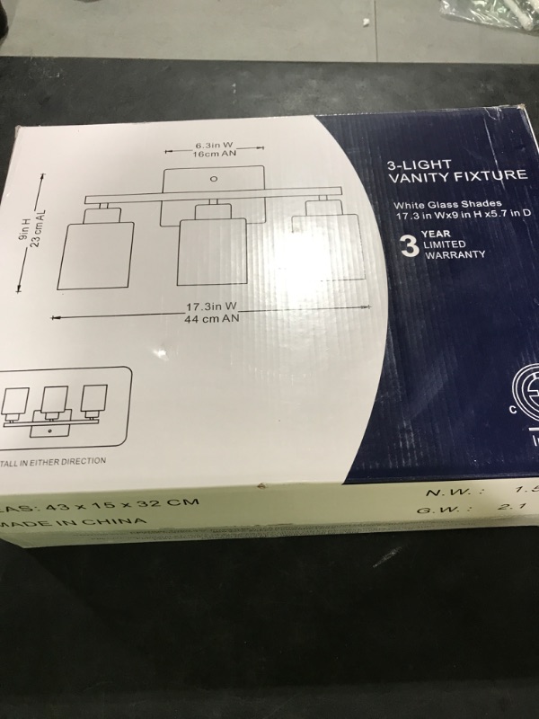 Photo 1 of FonmYim Brushed Nickel Bathroom Light Fixtures, 3-Light Modern Vanity Light Over Mirror, Wall Sconces with Milky White Frosted Glass Shades, E26 Socket (Bulbs Not Included)