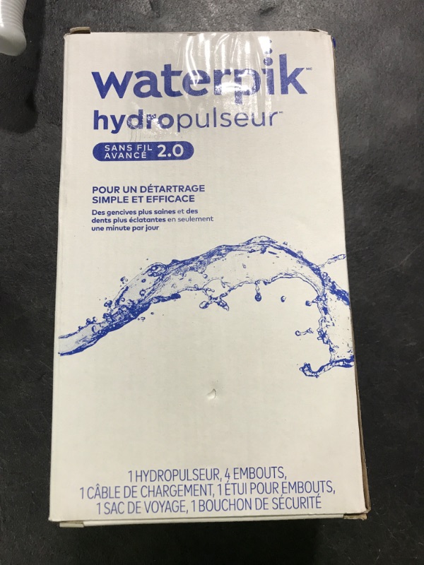 Photo 1 of Waterpik Cordless Advanced 2.0 Water Flosser For Teeth, Gums, Braces, Dental Care With Travel Bag and 4 Tips, ADA Accepted, Rechargeable, Portable, and Waterproof, White WP-580, Packaging May Vary