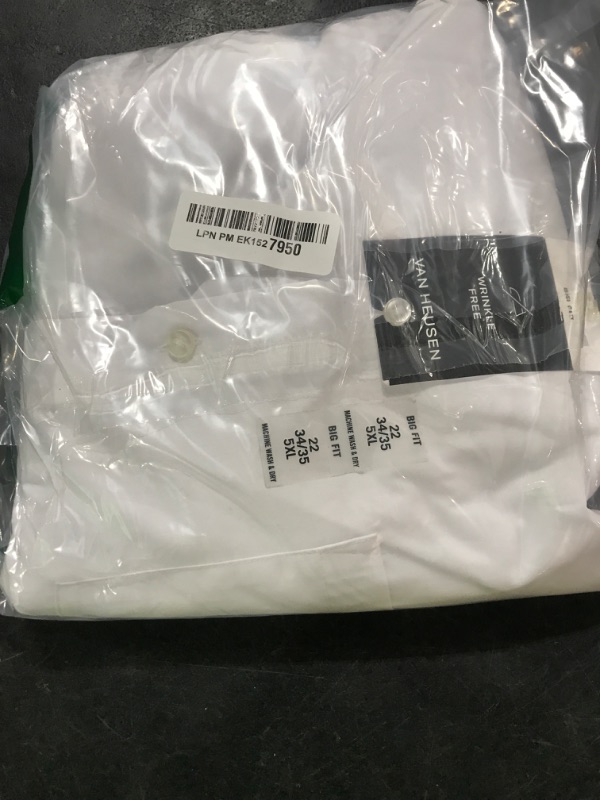 Photo 1 of VAN HEUSEN Men's Fit Dress Shirt Poplin Solid (Big and Tall), White, 22" Neck 34"-35" Sleeve