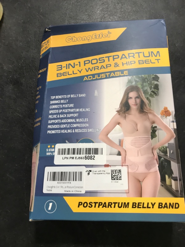 Photo 1 of ChongErfei 3 in 1 Postpartum Support - Recovery Belly/waist/pelvis Belt Shapewear Slimming Girdle, Beige, L For Posture Correction