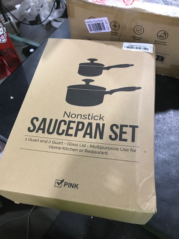 Photo 1 of HooJay Nonstick Saucepan Set with Lid, Non Stick 1Qt & 2Qt Sauce Pan Set with Glass Lid Small Pot for Home Kitchen