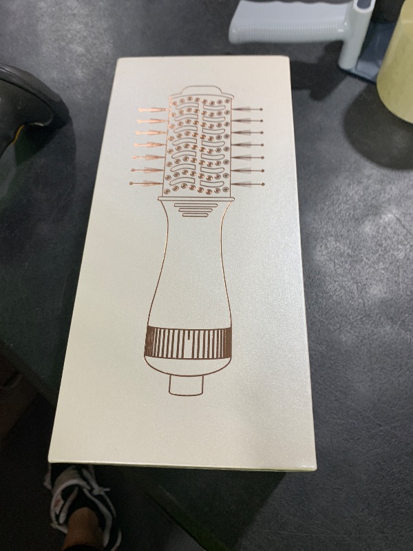 Photo 1 of 4-in-1 Travel Dual Voltage Hair Dryer Brush Blow Dryer Brush,Portable 2 inch Mini Hot Air Brush,Travel Hair Styler/Volumizer/Straightener/Curler,110-240V European Blow Dry Brush with EU&UK Plug