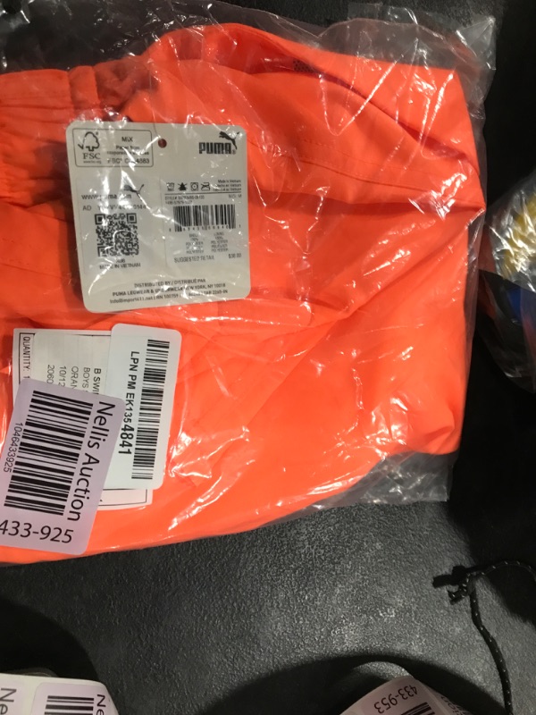 Photo 1 of PUMA Boys' Swim Trunks - Quick Dry Swimsuit Shorts with Pockets and Mesh Lining - Swimming Trunks for Boys (Sizes 8-20), Size 10-12, Orange