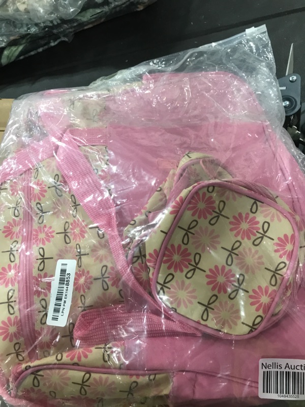 Photo 1 of 5PCS Diaper Bag Tote Set for Baby Essentials – Large Baby Bags for Mom, Waterproof Maternity Bags with Bottle Bag, Food Bag & Changing Pad (Pink)