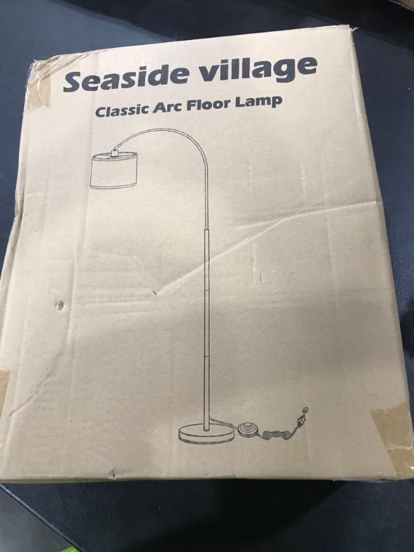 Photo 1 of Seaside village Floor Lamp for Living Room, Arc Lamp with Adjustable Head, Modern Tall Lamp with On/Off Pedal Switch, Over Couch Standing Hanging Light for Reading, Bedroom, Office (Brown)