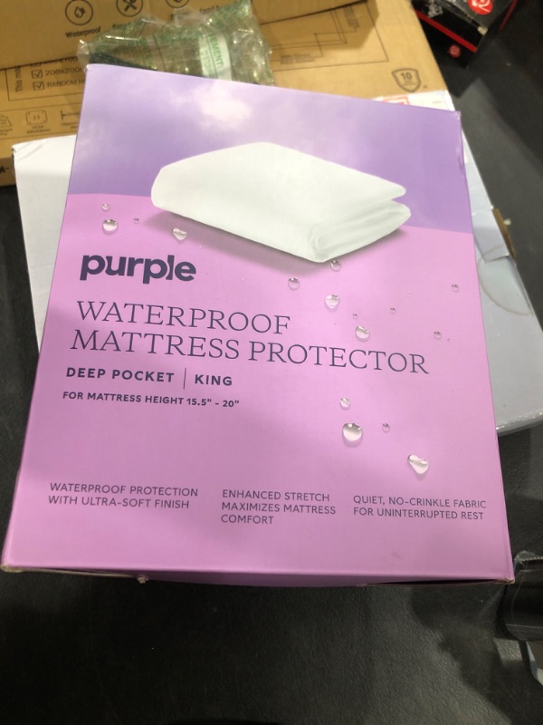 Photo 1 of Purple Deep Pocket Waterproof Mattress Protector - King Size, Fits Mattresses 15.5" - 20" - Durable Protection with Comfort-First Design for All Mattress Types
