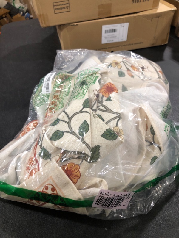 Photo 1 of ISAENNE French Tablecloth for Square Tables,Linen Table Cloth with Colorful Flowers and Leaves Pattern,Heavy Durable Table Cover for Dining Kitchen Decor Party Banquet Christmas,67"*67"