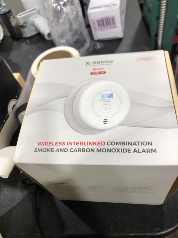 Photo 1 of X-Sense  And Carbon Monoxide Detector Combo, Wireless Interconnected Combination Smoke and Carbon Monoxide Detector with 10-Year Battery, Up to 24 X-Sense Link+ Wireless Alarms, SC01-W, 3-Pack