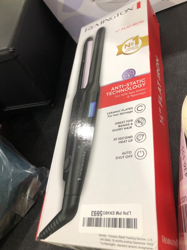 Photo 1 of Remington 1/2" Flat Iron, Hair Straightener with Anti-Static Technology, 15-Second Heat Up & 60 Minute Auto Shut Off, 30% Longer Ceramic Floating Plates, Titanium + Ceramic Coating