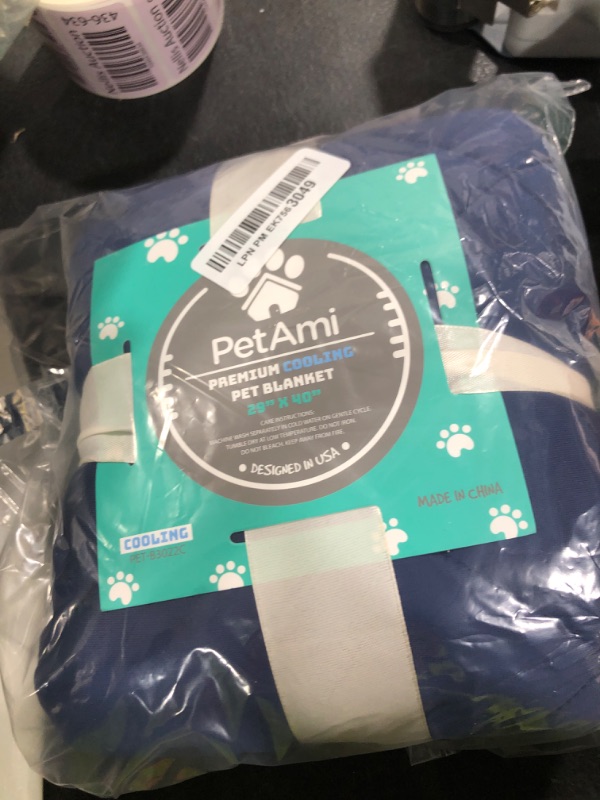 Photo 1 of PetAmi Premium Cooling Dog Blanket | Lightweight Fluffy Pet Throw Blanket Bed Cover for Dogs, Cat, Puppies | Pet Blanket Furniture Protector Couch Sofa | Reversible Fuzzy Cozy | 29x40, Navy Blue