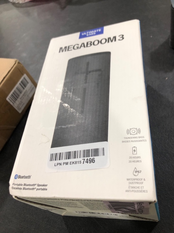 Photo 1 of Ultimate Ears MEGABOOM 3 Portable Wireless Bluetooth Speaker (Powerful Sound + Thundering Bass, Bluetooth, Magic Button, Waterproof, Battery 20 Hours) - Night Black, Large