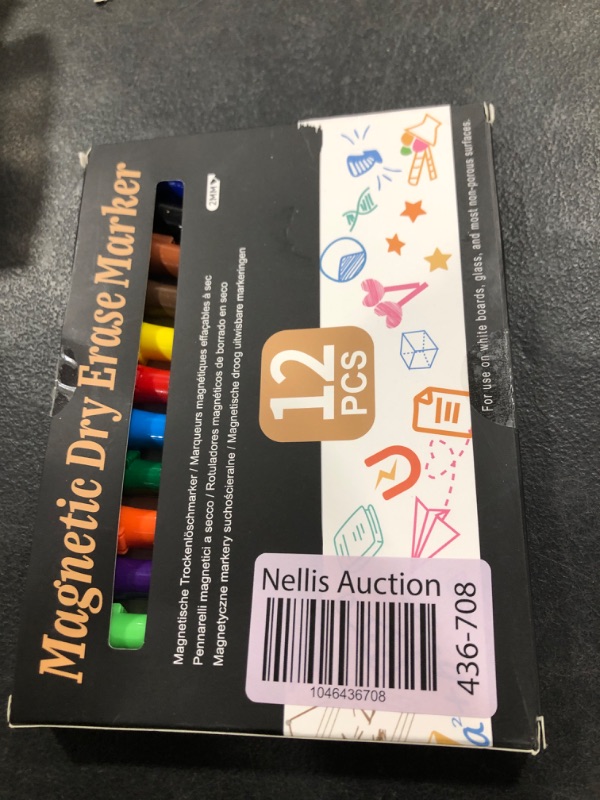 Photo 1 of Magnetic Dry Erase Markers Fine: 12 Colors Erasable Whiteboard Markers Fine Point with Eraser Cap, Low Odor White Board Dry Erase Pens Fine Tip for Kids & Teachers, Home, Office and School Supplies