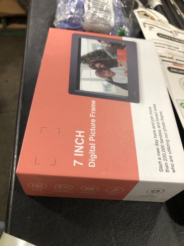 Photo 1 of 7 Inch Digital Picture Frame, HD Display USB/SD Card Photo Frame, Wall Mountable Electronic Slideshow for Videos and Music, Auto-Play Memories from USB Drive or Memory Card