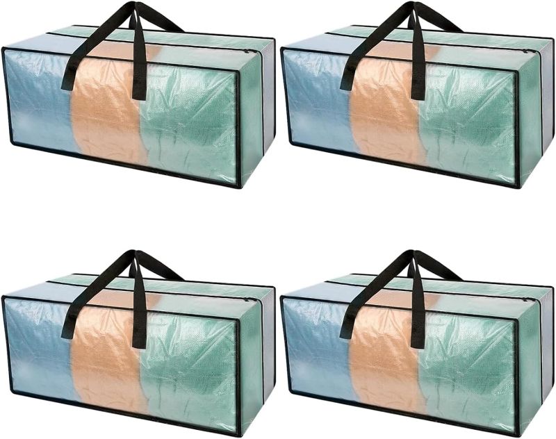 Photo 1 of Heavy Duty Large Storage Bags, XL Blue Moving Bags for College Dorm Room Essentials, Moving Supplies Compatible with IKEA Frakta Cart, 4 Packs