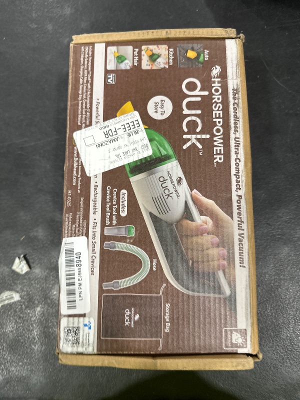 Photo 1 of USED ……
Duck Compact Cordless Vacuum by Horsepower, Ultra-Powerful, Strong Suction, AS-SEEN-ON-TV, Easy To Store, Rechargeable. Home, Auto, Pet Hair, Fits In Tiny Crevices, Includes Hose, Crevice Tool & Brush