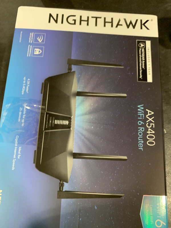 Photo 1 of NETGEAR Nighthawk 6-Stream Dual-Band WiFi 6 Router (RAX54S) – Security Features, AX5400 Wireless Speed, Up to 5.4 Gbps, Covers up to 2,500 sq. ft., 25 Devices - 1-Year Armor Subscription Included