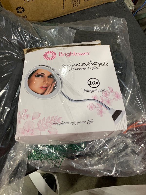 Photo 1 of 10x Magnifying Mirror with Light, Flexible Gooseneck Make up Mirror with Lights and Magnification, Battery Operated Cordless Magnified Mirror with Suction Cups for Wall Bathroom