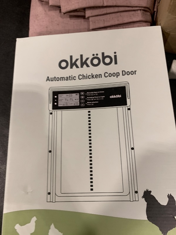 Photo 1 of Okkobi Automatic Chicken Coop Door Solar Powered - LCD Display - Chicken Coop Door with Remote Control, Light Sensor & Timer - Security & Peace of Mind: Anti-Pinch function - 5-Year Protection - Brown