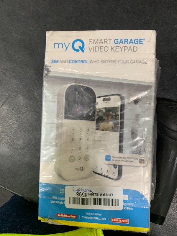 Photo 1 of myQ Smart Garage Door Video Keypad with Wide-Angle Camera,Customizable PIN Codes,and Smartphone Control–Take Charge of Your Garage Access Works with Chamberlain, LiftMaster and Craftsman openers,White