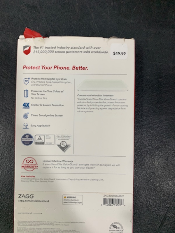 Photo 1 of ZAGG InvisibleShield Glass Elite+ Plus Screen Protector for iPhone 12 and iPhone 12 PRO – Strongest Tempered Glass, Smudge-Free ClearPrint, Extreme Shatter, Impact and Scratch Protection Transparent