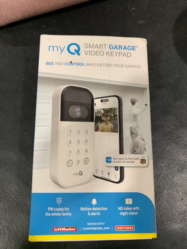 Photo 1 of myQ Smart Garage Door Video Keypad with Wide-Angle Camera,Customizable PIN Codes,and Smartphone Control–Take Charge of Your Garage Access Works with Chamberlain, LiftMaster and Craftsman openers,White