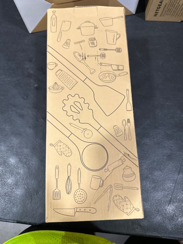 Photo 1 of Silicone Cooking Utensils Set - Silicone Kitchen Utensils for Cooking Wooden Handles, 446°F Heat Resistant Kitchen Utensil Spatula Sets w Holder, Gadgets for Non-Stick Cookware BPA FREE (Khaki)
