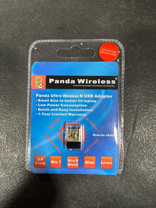 Photo 1 of Panda Wireless® Ultra WiFi (b/g/n) 150Mbps Wireless-N 2.4GHz USB Adapter - Windows 7/8/10/11, Zorin, Mint, Ubuntu, Fedora, Centos, Kali Linux and Raspbian