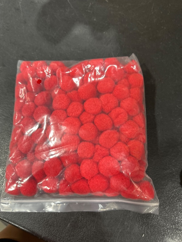 Photo 1 of 200 Pieces Pom Poms, 1 Inch Craft Pom Poms, Fuzzy Pompom Puff Balls for DIY Arts, Crafts Projects, Home Decorations (Red)