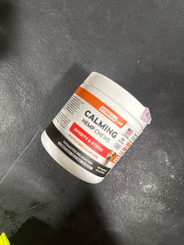 Photo 1 of STRELLALAB Advanced Calming Chews for Dogs - Hemp Chews + Melatonin - Anxiety Relief - Sleep Aid - Relaxing Treats - Stress Relief During Fireworks, Storms, Thunder, Barking - Made in USA - BBQ - 60Ct