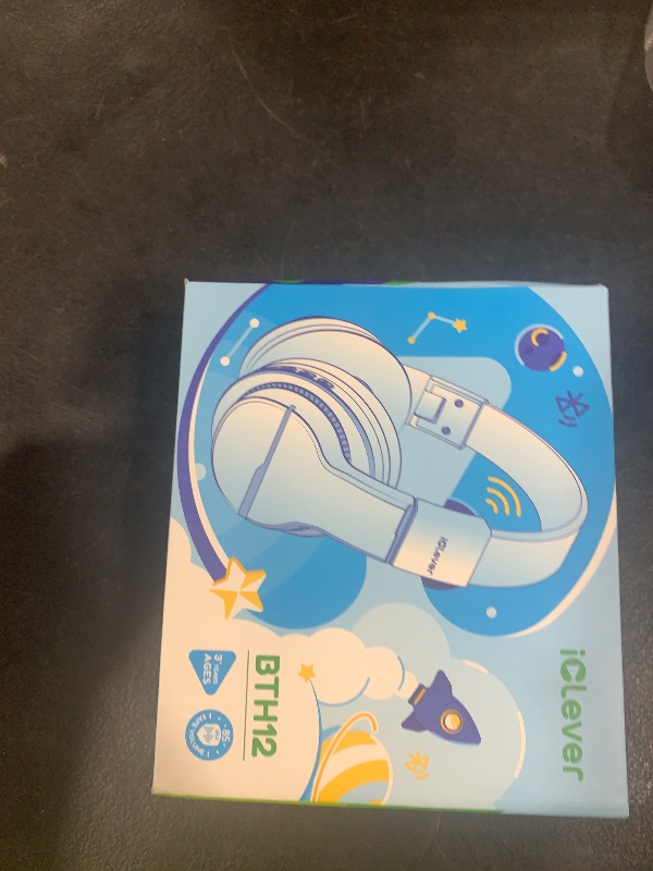 Photo 1 of iClever BTH12 Kids Bluetooth Headphones,Colorful LED Lights Kids Headphones Wireless,74/85dBA Safe Volume,85H Playtime,Fast Charging,Bluetooth 5.2,Over Ear,Built-in Mic for iPad/Tablet/Airplane,Blue