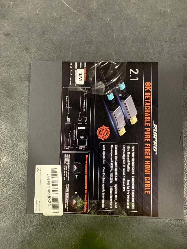 Photo 1 of RUIPRO 8K Detachable Pure Fiber Optic Armored HDMI 2.1 Cable 3FT, Ultra High Speed 48Gbps, Support 8K@60Hz 4K@120Hz, Dynamic HDR, eARC, Compatible with PS5/Xbox/Blu-ray/TV/Monitor/Projector