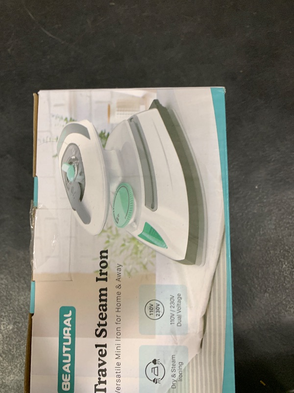 Photo 1 of BEAUTURAL Mini Travel Steam Iron for Clothes with Dual Voltage, Temperature Control, Non-Stick Soleplate and Cord Storage, Ideal for Sewing, Quilting and Handcraft