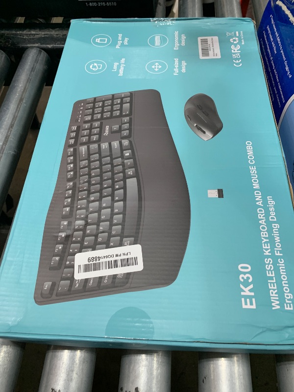 Photo 1 of Wireless Keyboard and Mouse Combo,2.4G Full Size Wave Keys Ergonomic Keyboard with Wrist Rest for Natural Typing, 3 DPI Adjustable Ergonomic Silent Mouse for Computer/Laptop/Windows/Mac (Black)