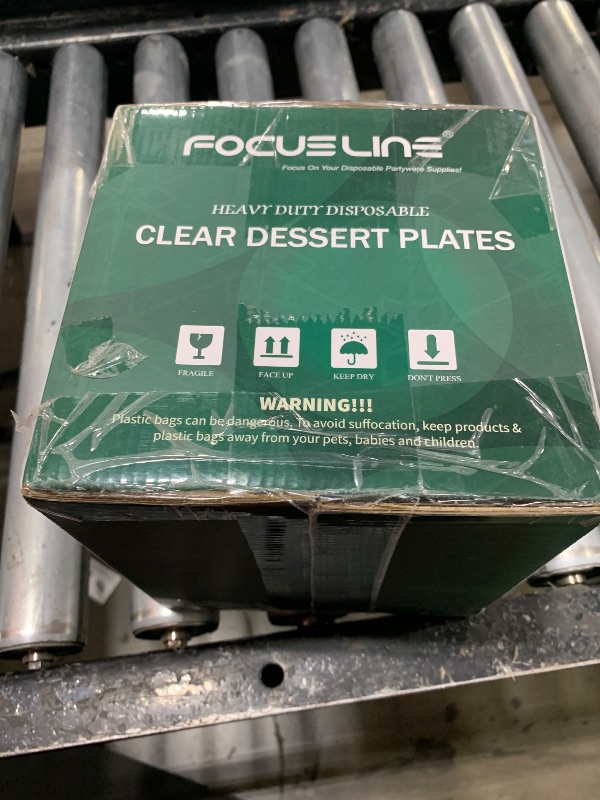 Photo 1 of FOCUSLINE 100 Count 6 Inch Clear Plastic Plates, Disposable Heavy Duty Salad Dessert Plates- Premium Hard Plastic Plate Fancy Disposable Clear Plate for Weddings, Parties and Events