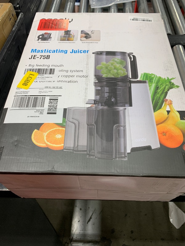 Photo 1 of Cold Press Juicer, 5.8" Wide Feed Chute Juice Extractor Machine with 400W, High Juice Yield, Slow Masticating Juicer for Whole Vegetables & Fruits, Metallic Silver