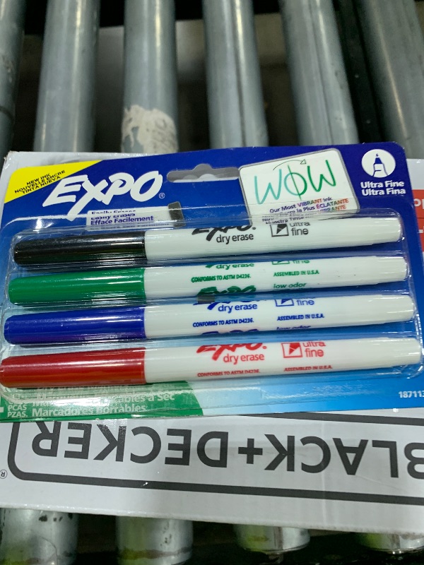 Photo 1 of EXPO Dry Erase Markers, Low Odor Ink, Assorted Colors, Ultra Fine Tip, 4 Count