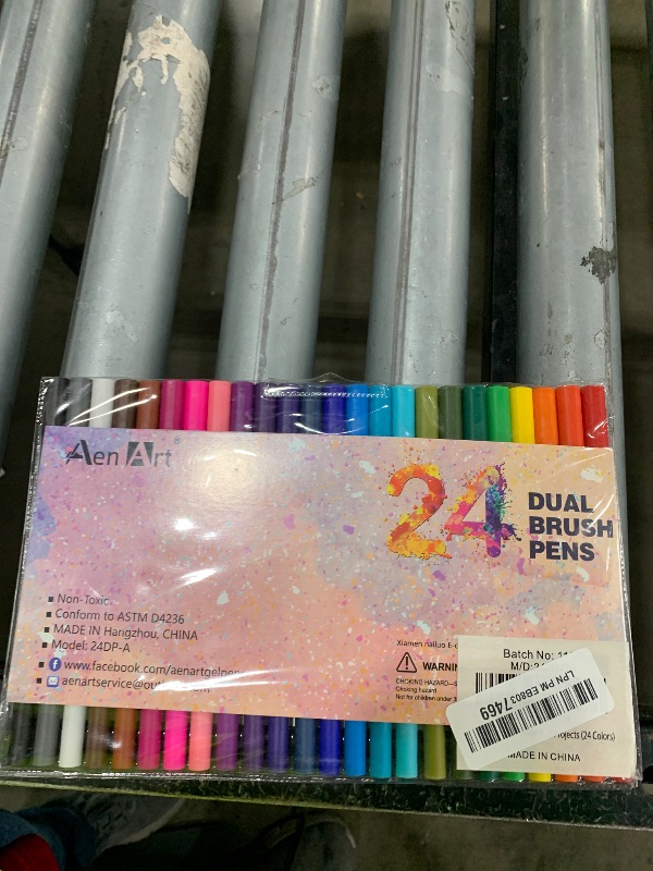 Photo 1 of Dual Brush Markers for Adult Coloring Books, 24 Colored Fine Point Marker Pen for Back to School Supplies Bullet Journaling Note Taking Drawing